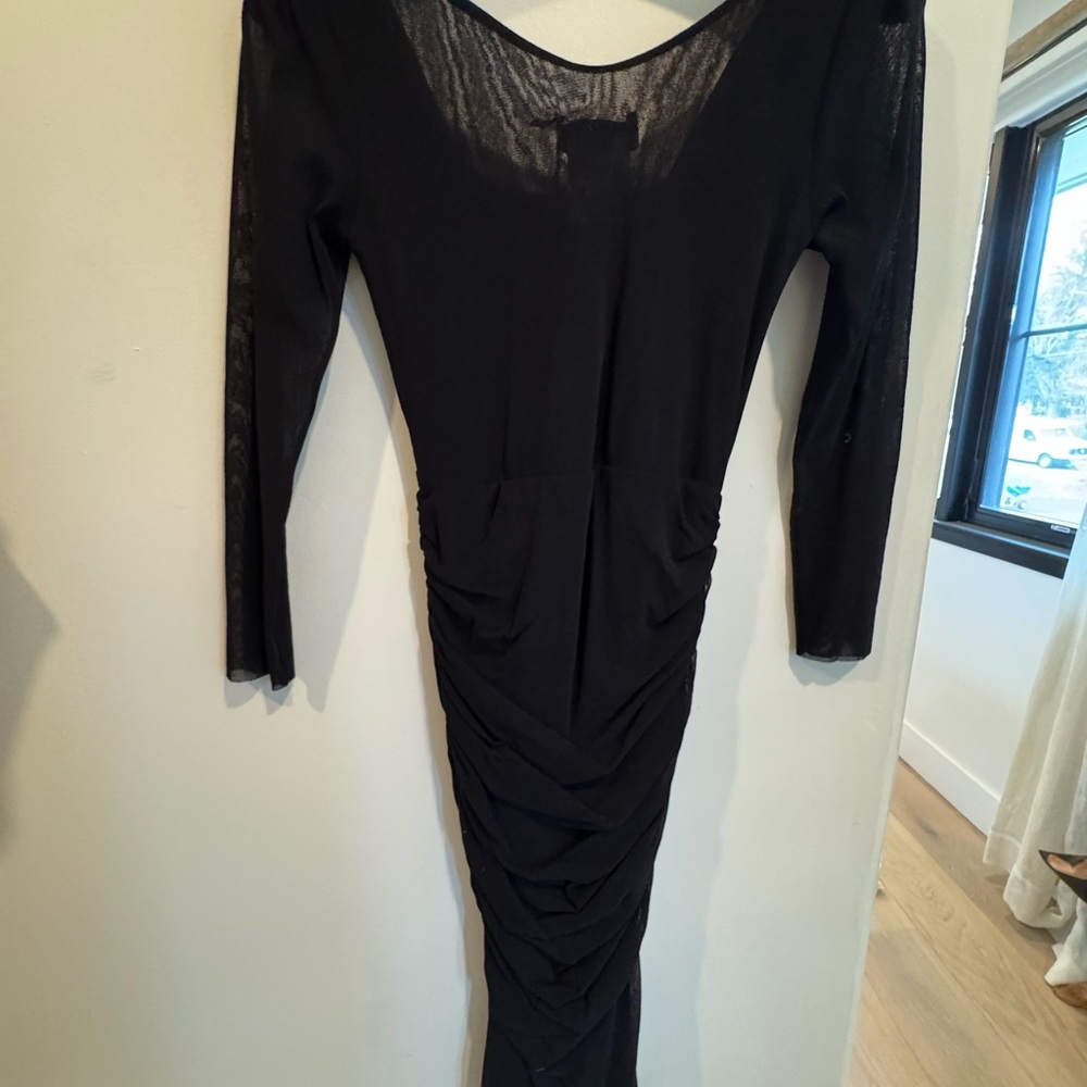 Chic Black Long Sleeve Fitted Fuzzi Dress